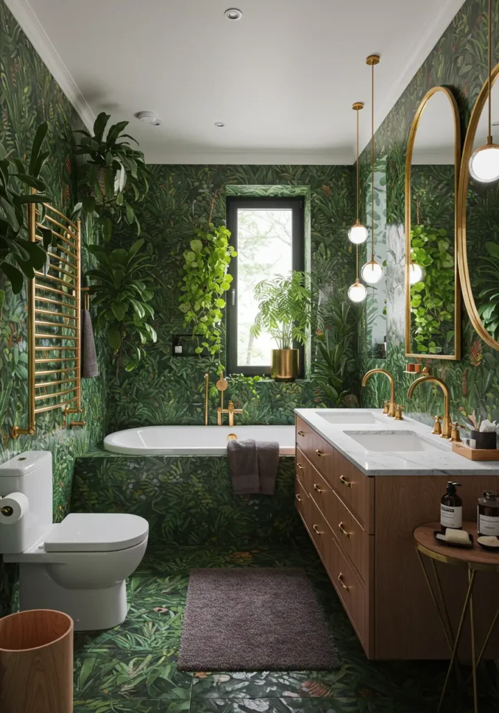 Embracing the maximalist trend with verdant abundance, this design creates a lush urban jungle within a sophisticated penthouse setting. It's perfect for plant enthusiasts and those who believe more is more when it comes to natural beauty.