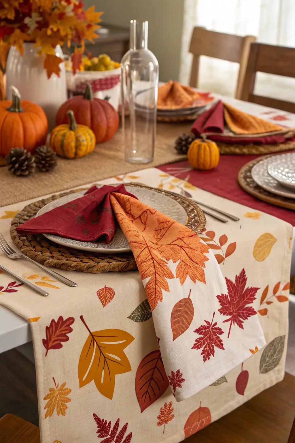 Playful patterns bringing charm to the fall table decor.