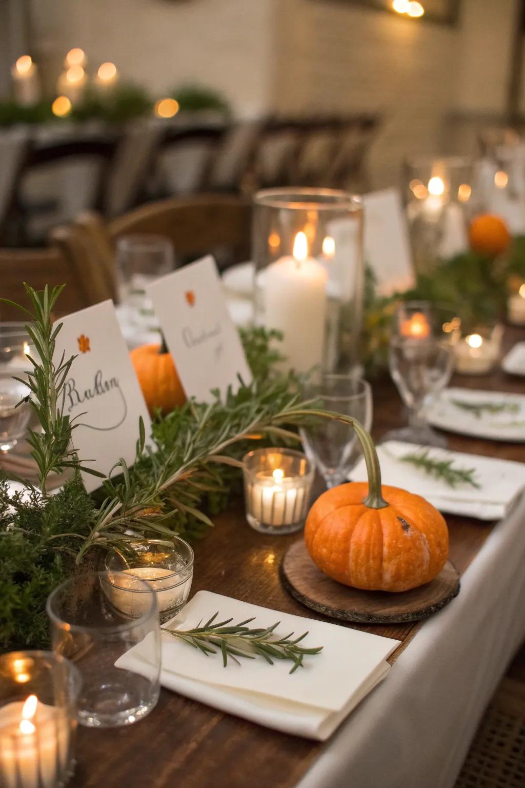 Personalized name cards adding a thoughtful detail to the table.