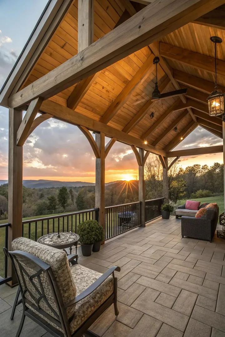 A classic gable roof adds elegance and functionality.