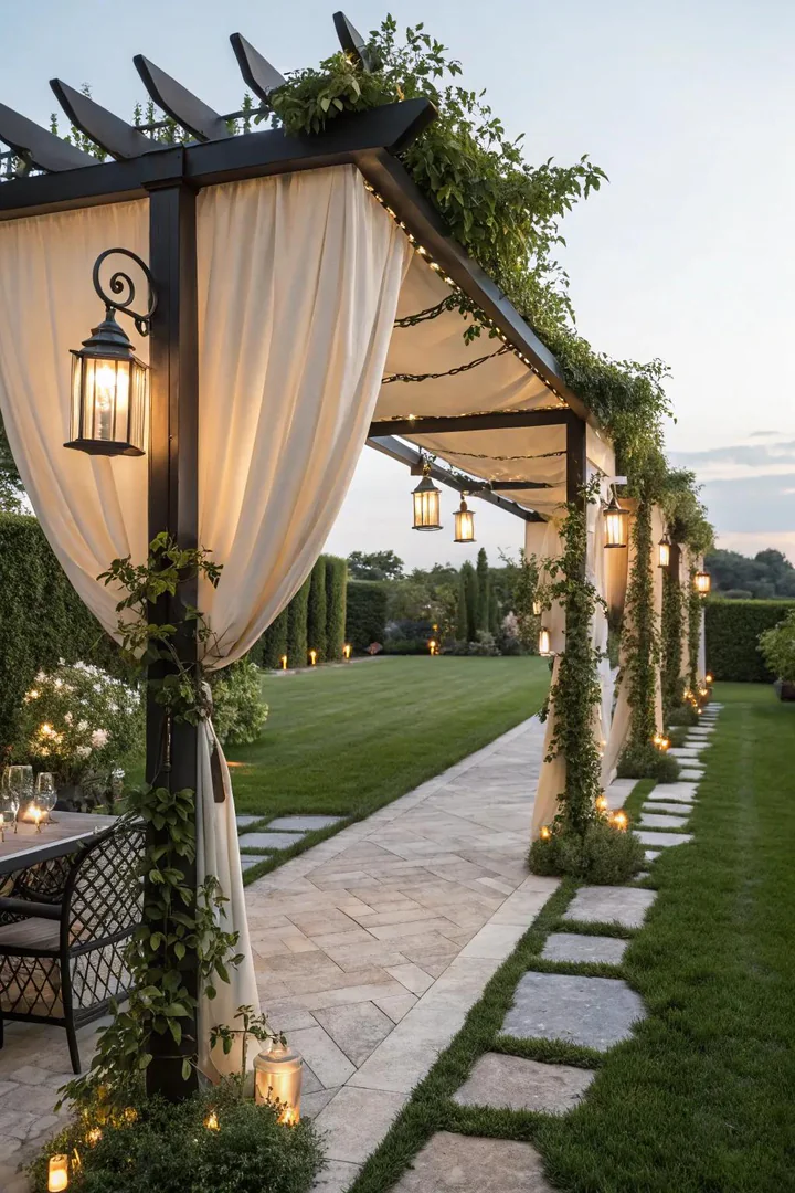 Motorized retractable canopy system mounted to a pergola with a remote control and cassette housing