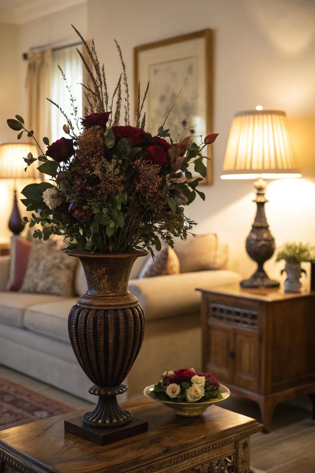 Dark florals introduce romance and mystery.