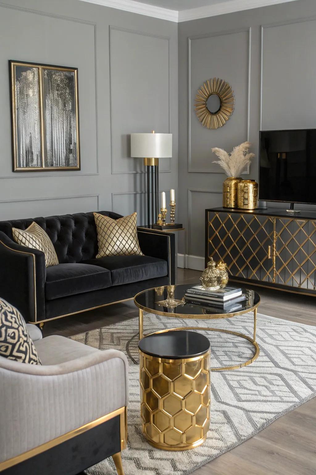 Metallic accents add unexpected glamour.