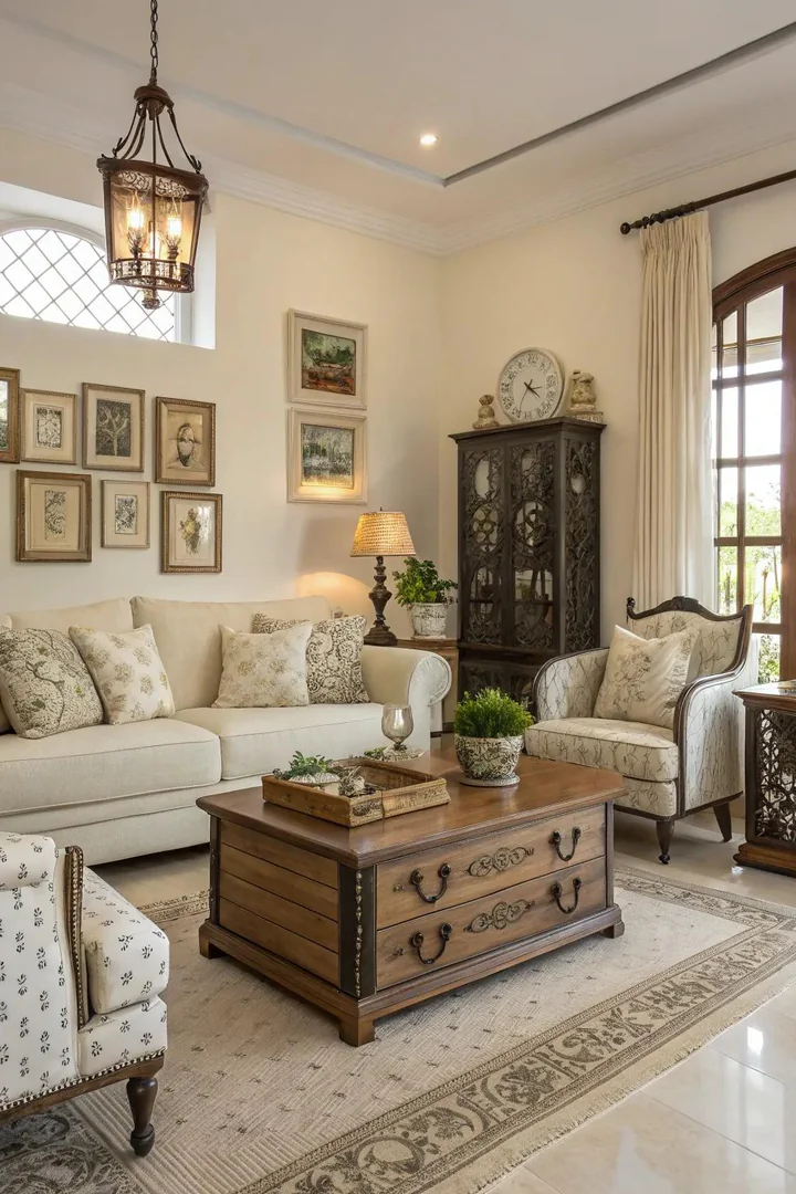 A blend of vintage and modern elements enriches cream interiors.