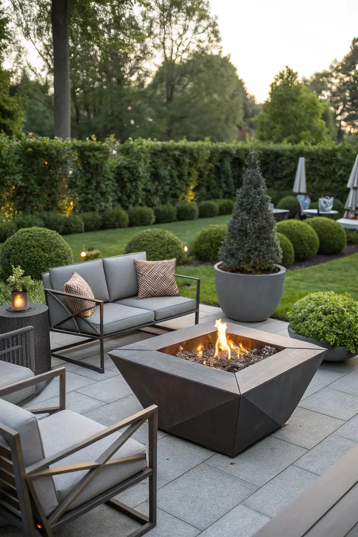 Square fire pit fabricated from flat steel sheets welded at the corners