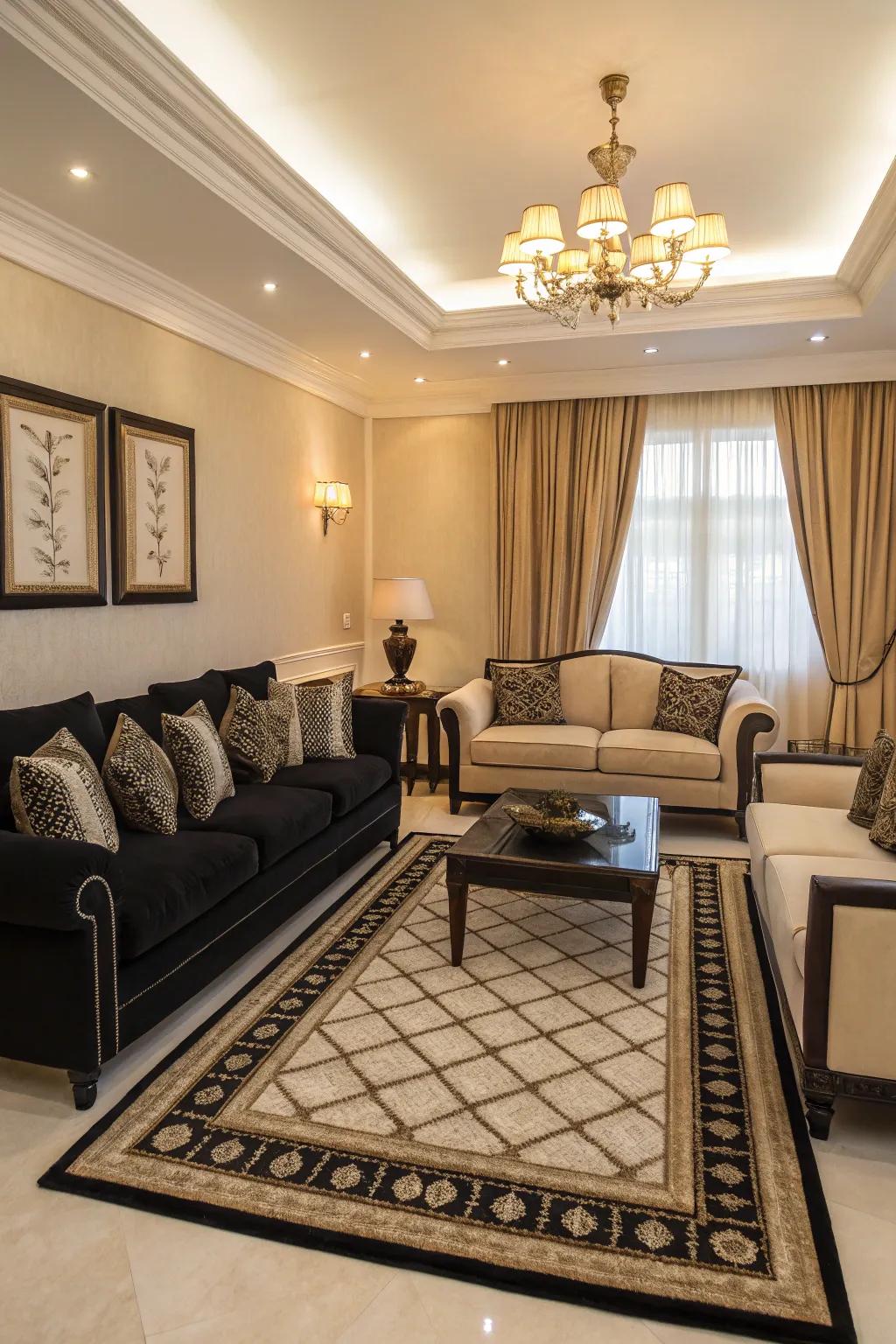 Symmetry brings order and harmony to this elegant space.