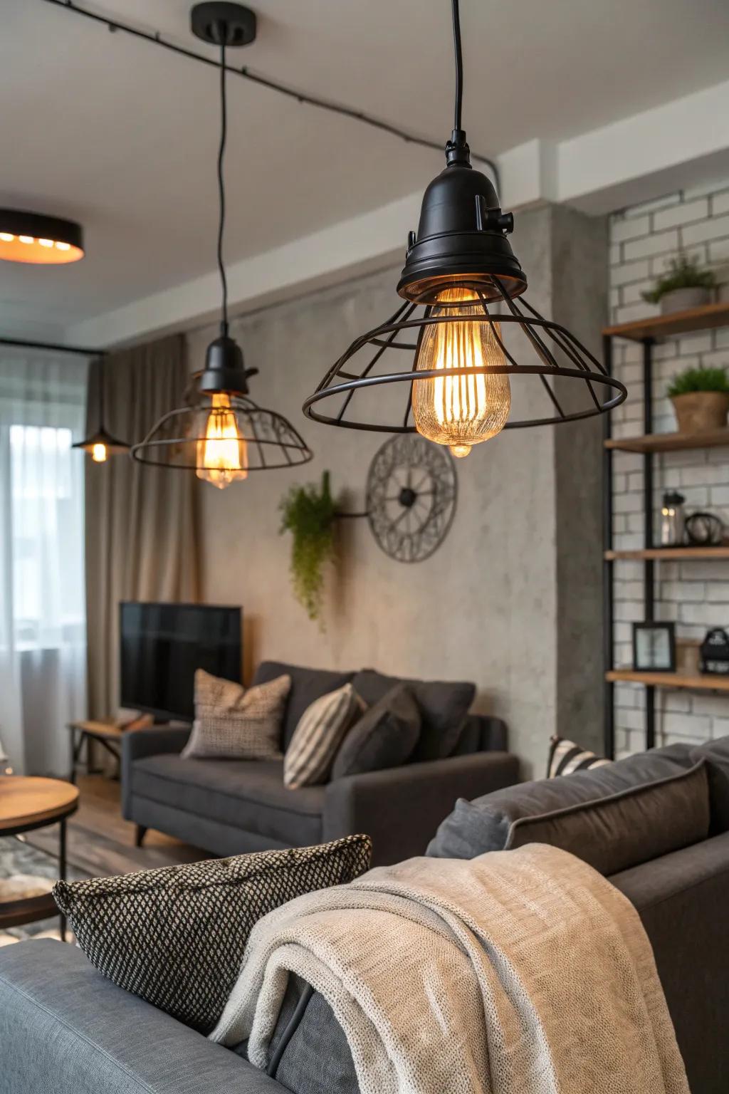 Industrial black lighting adds character and charm.