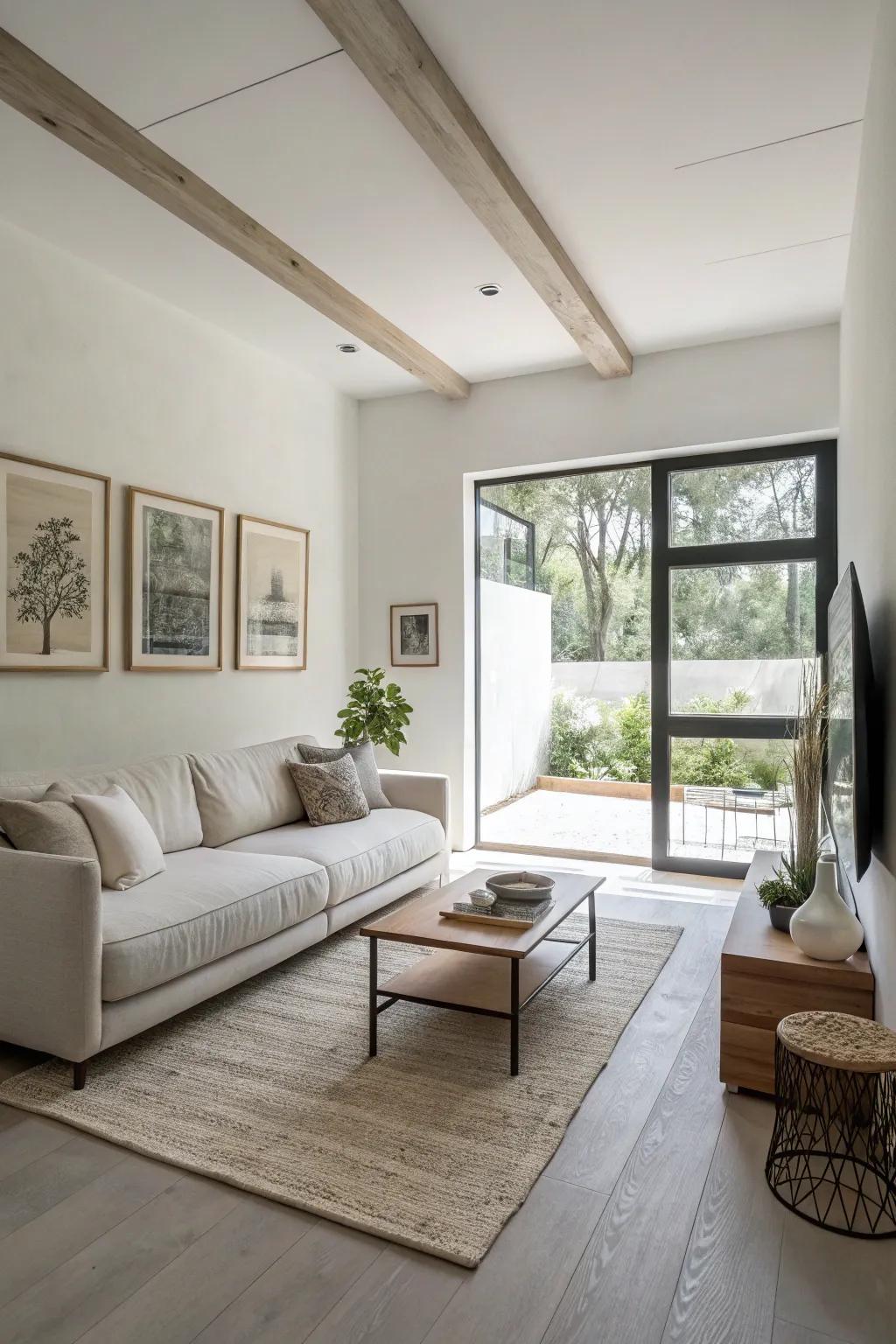Sleek lines and minimal decor create a contemporary magnolia living room.