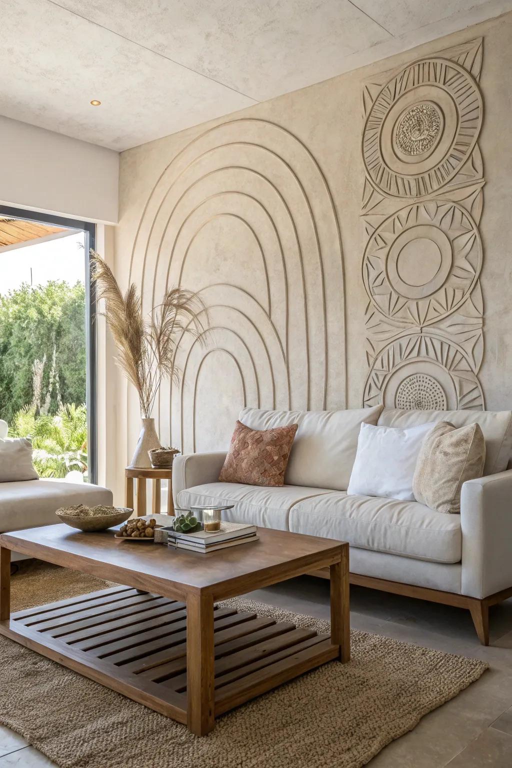 Elevate your living room with minimalist clay lines that blend Scandinavian simplicity with Boho elegance.