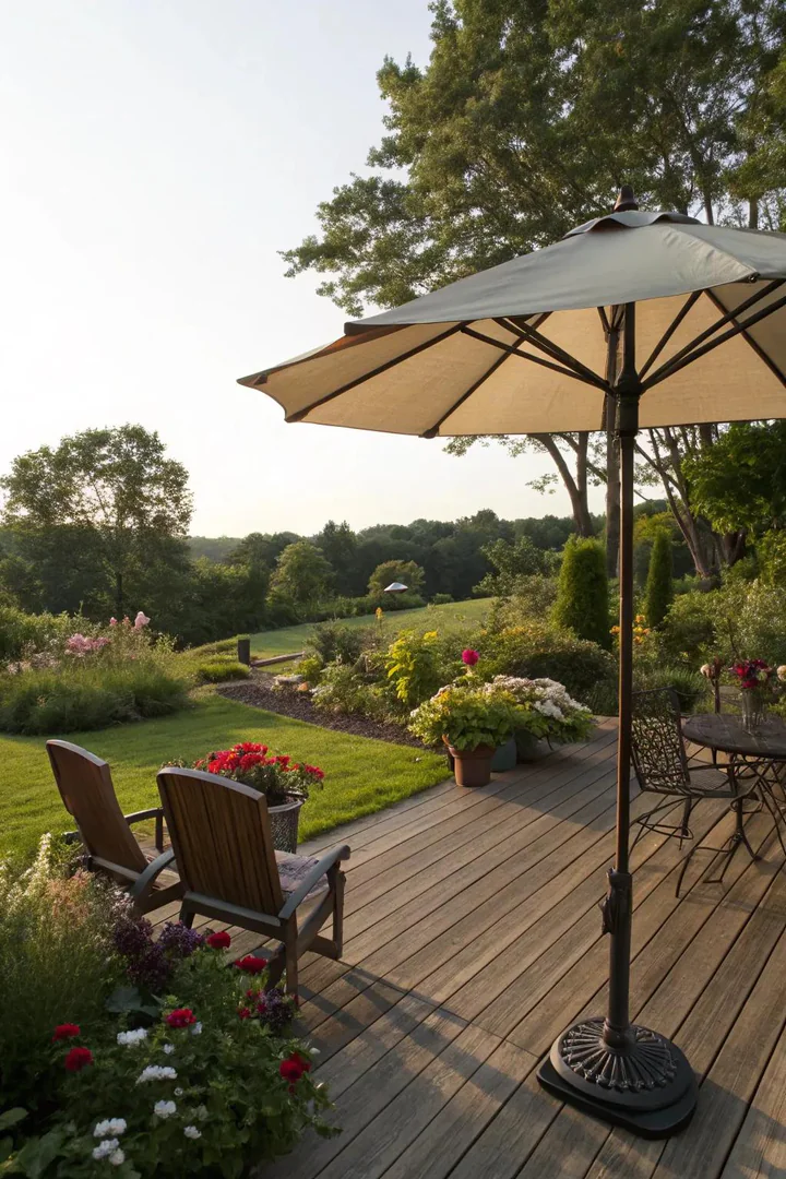 Heavy-duty umbrellas offer classic style and wind resistance.