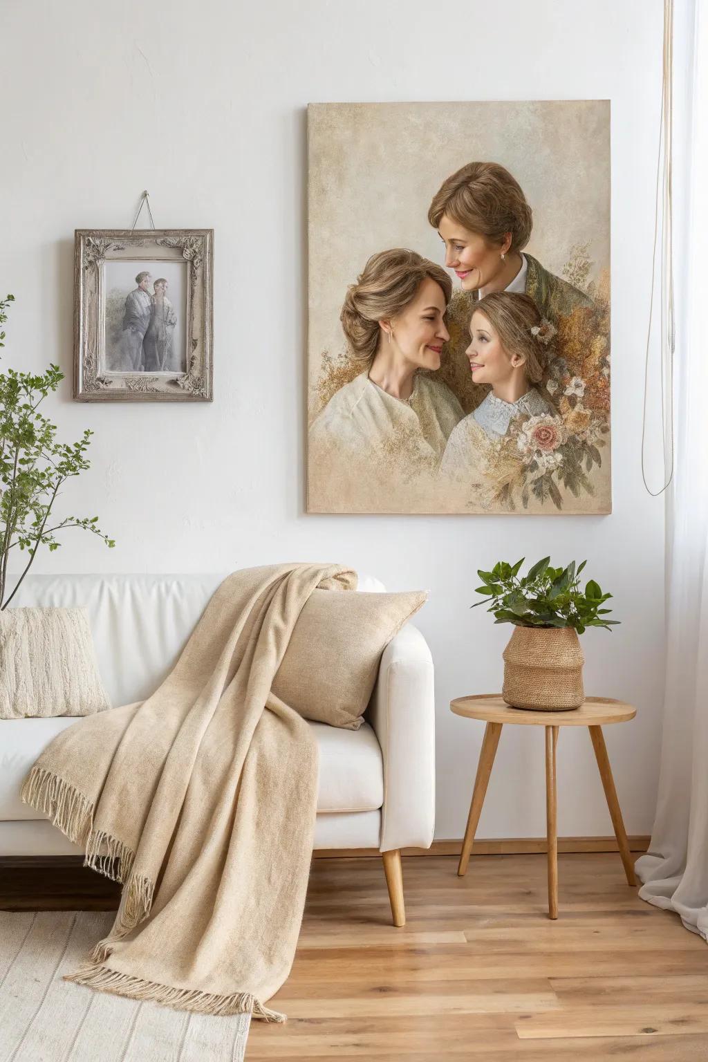 Transform cherished memories into timeless art with this DIY vintage-inspired portrait.