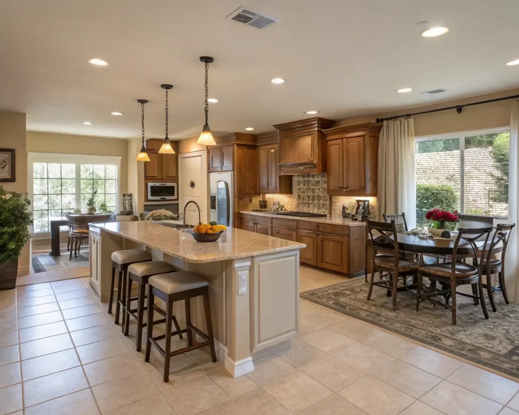 Kitchen zones defined for daily cooking workflow.