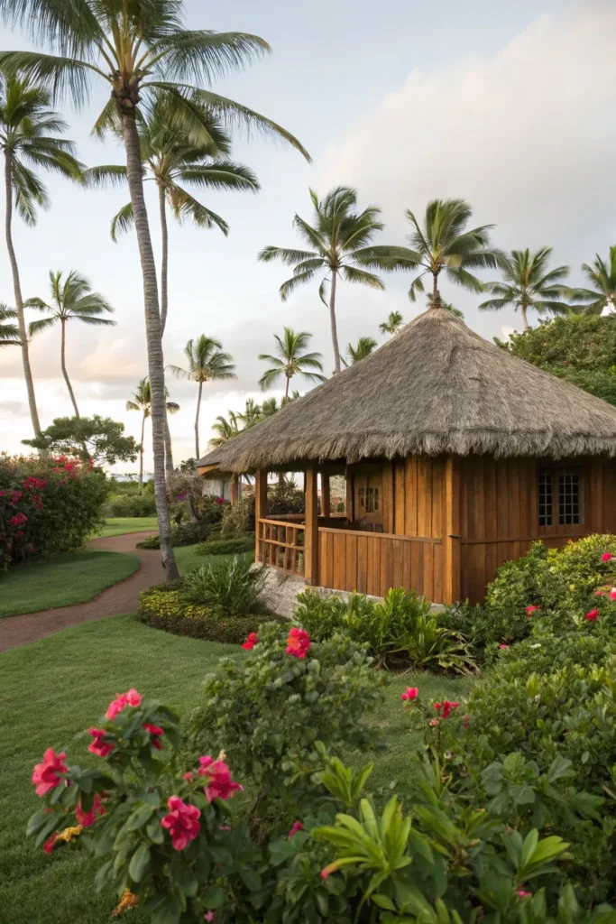 Tropical Plants Around Tiki Hut