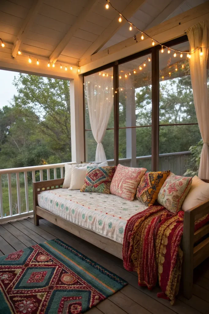 Cozy Daybed on Screen Porch