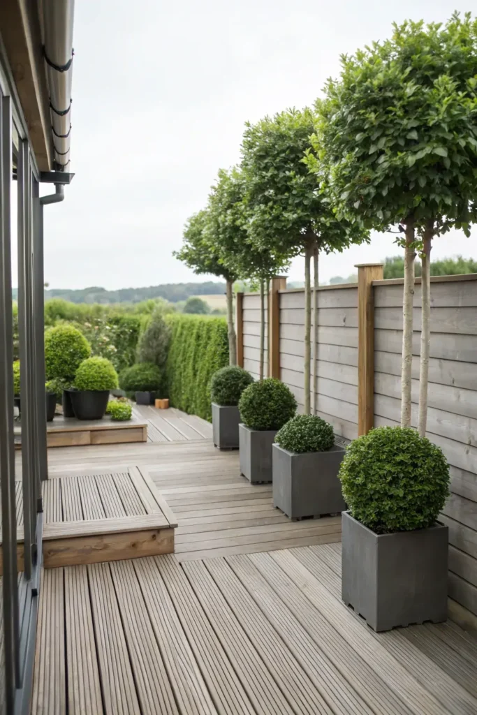 Trees as Privacy Wall Around Small Deck