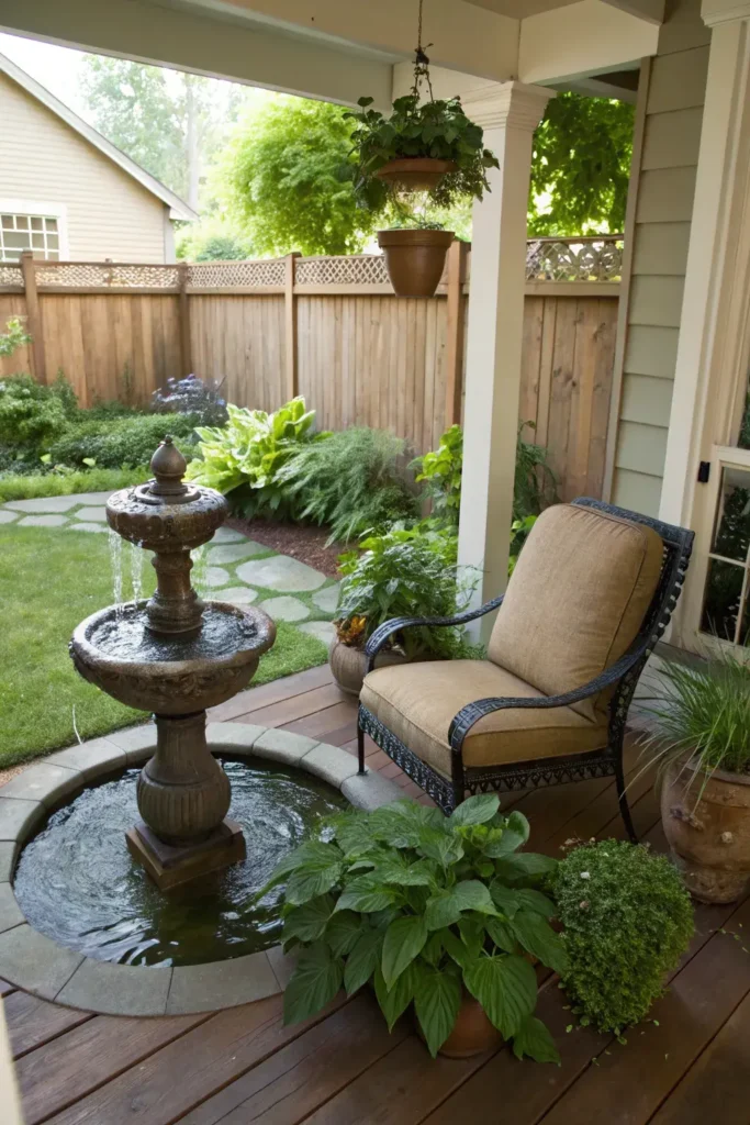 Water Feature on L-Shaped Porch