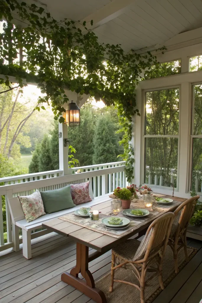 Dining Bench on Screen Porch