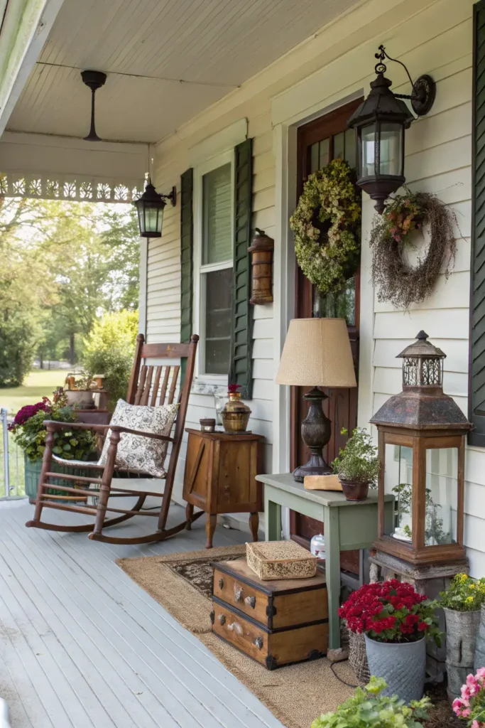 Vintage Decor on Front Porch