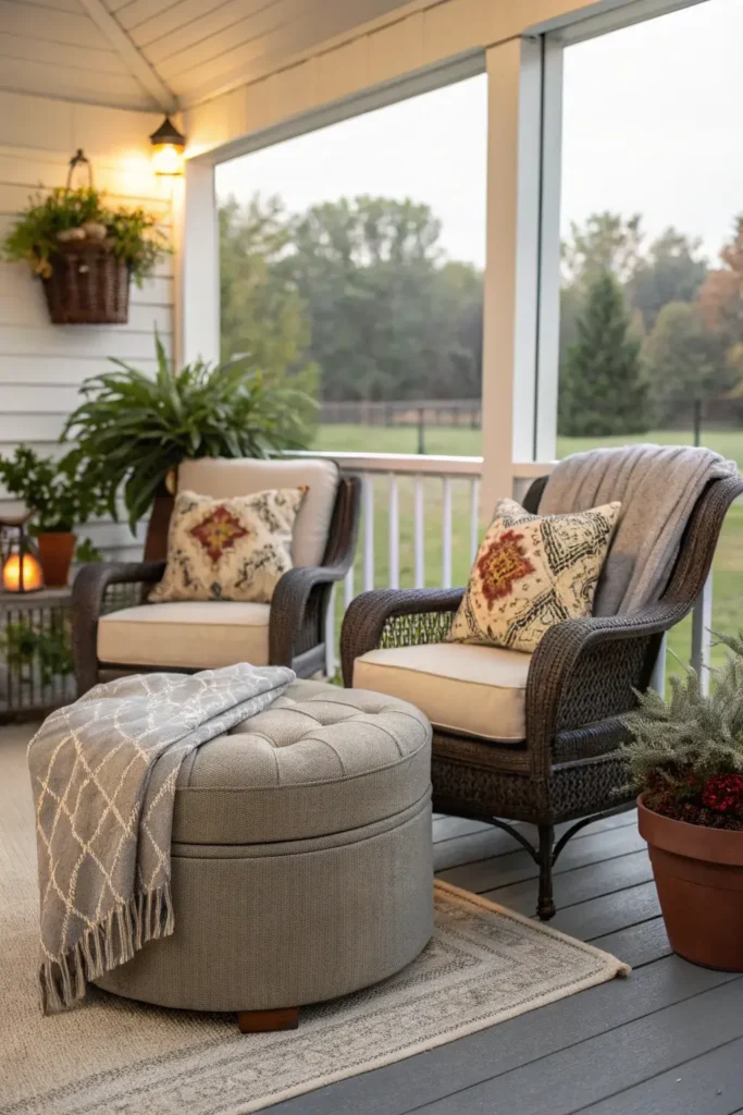 Storage Ottoman on Screen Porch