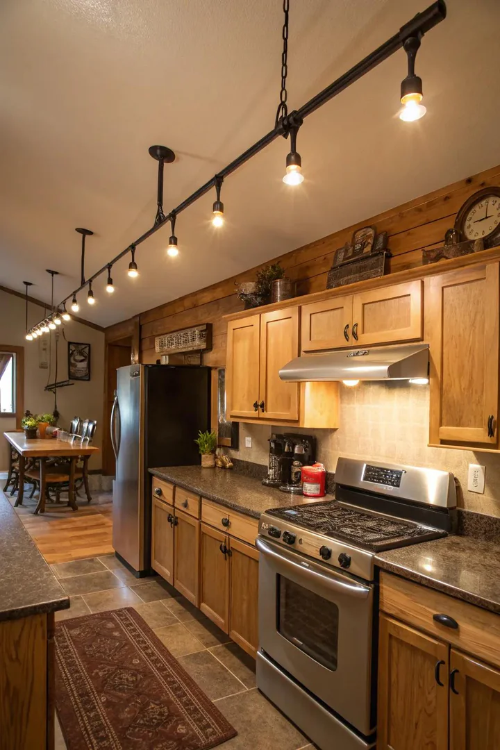 Barn-style track light with adjustable metal shades