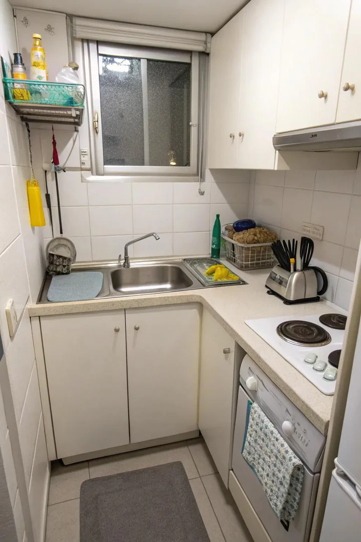 Single-bowl deep sink in a small kitchen remodel.