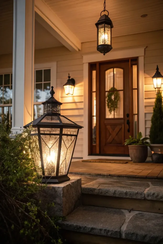 Statement Lantern on Front Porch