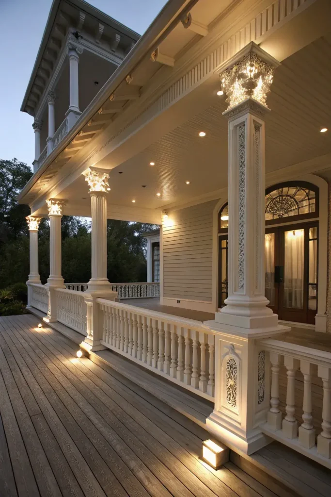 Column Details on L-Shaped Porch