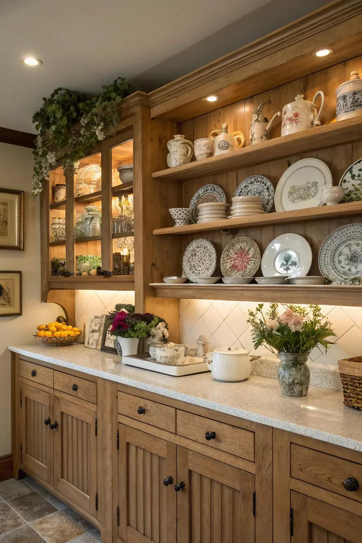 Open shelving showcases your treasures and adds a spacious feel.
