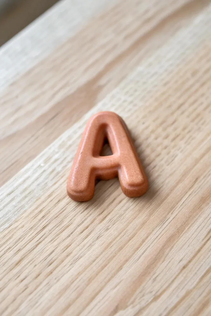 Handcrafted clay letter magnets spelling out initials