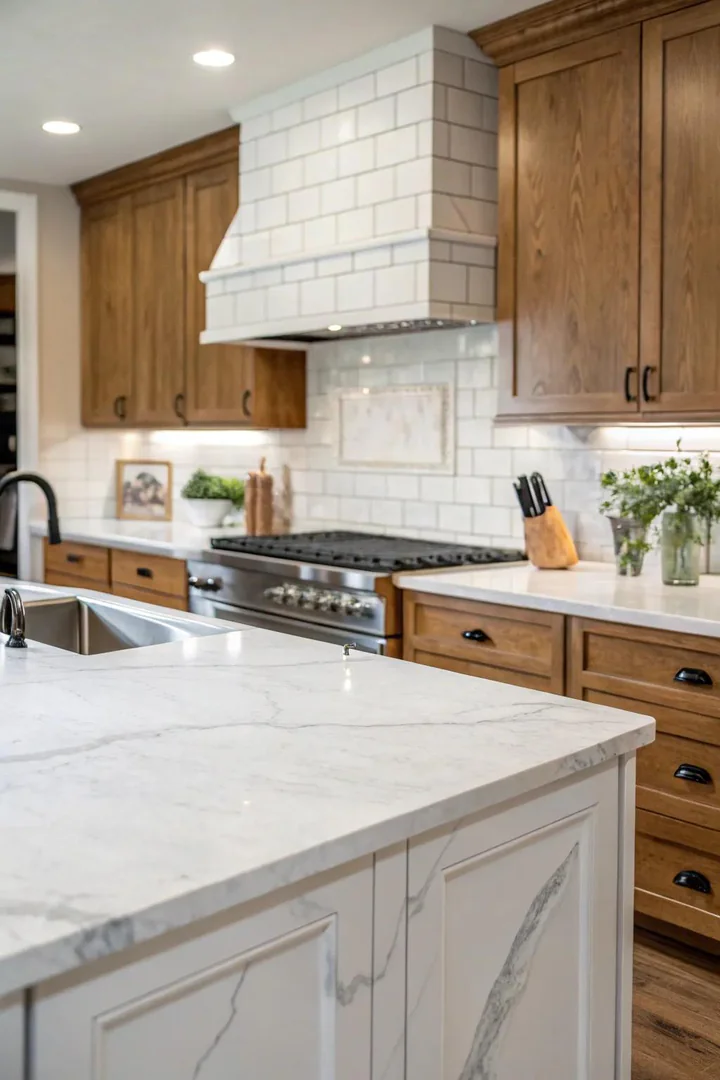 White soapstone kitchen countertop.