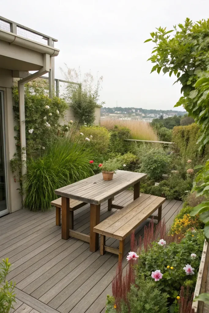 Table with Benches on Small Deck