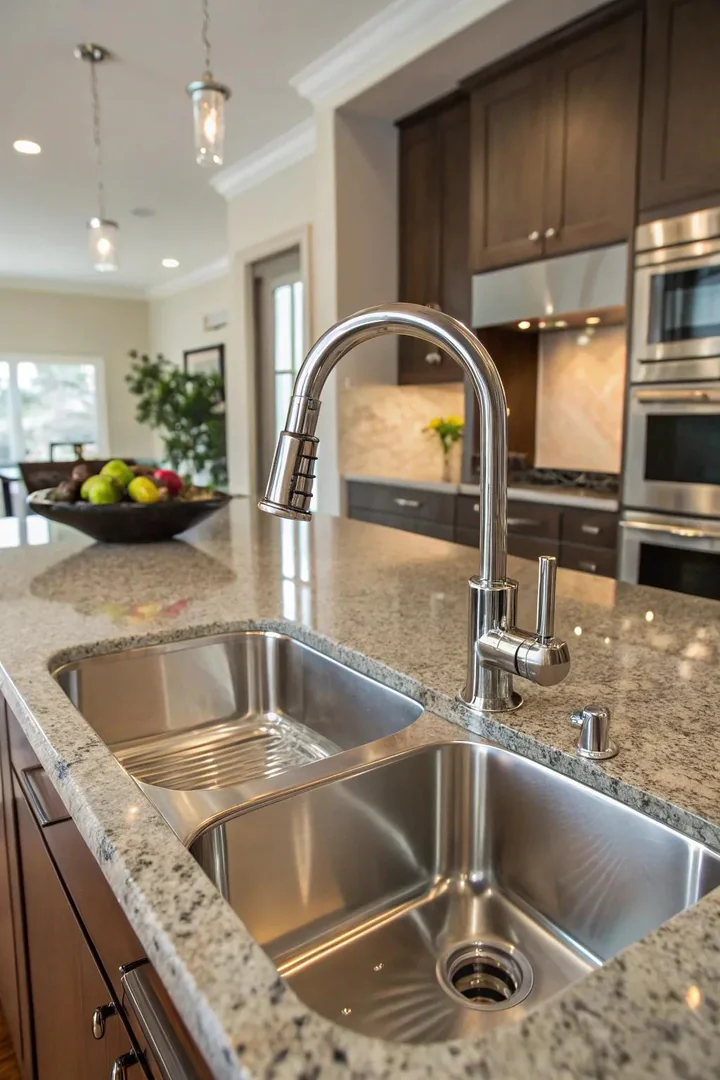 Modern matte black faucet replacing a dated chrome rental faucet