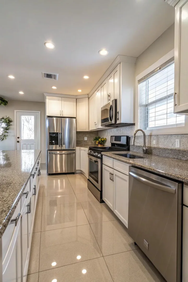 Sparkling clean kitchen surfaces ready for a home showing