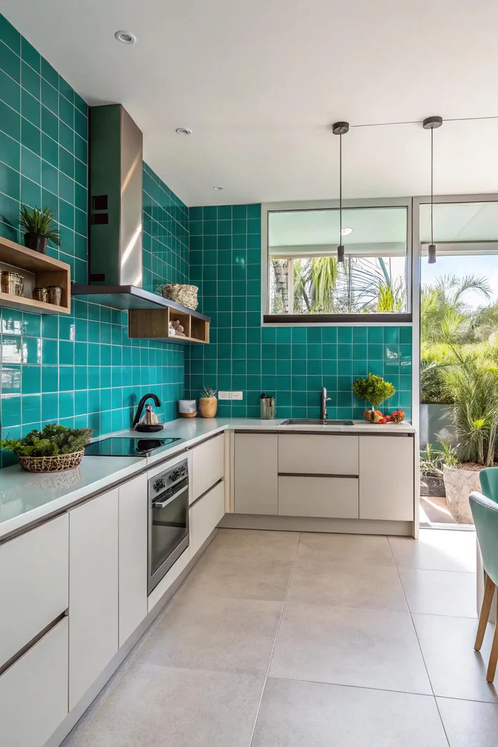 Kitchen cabinets painted a fresh new color during a remodel.
