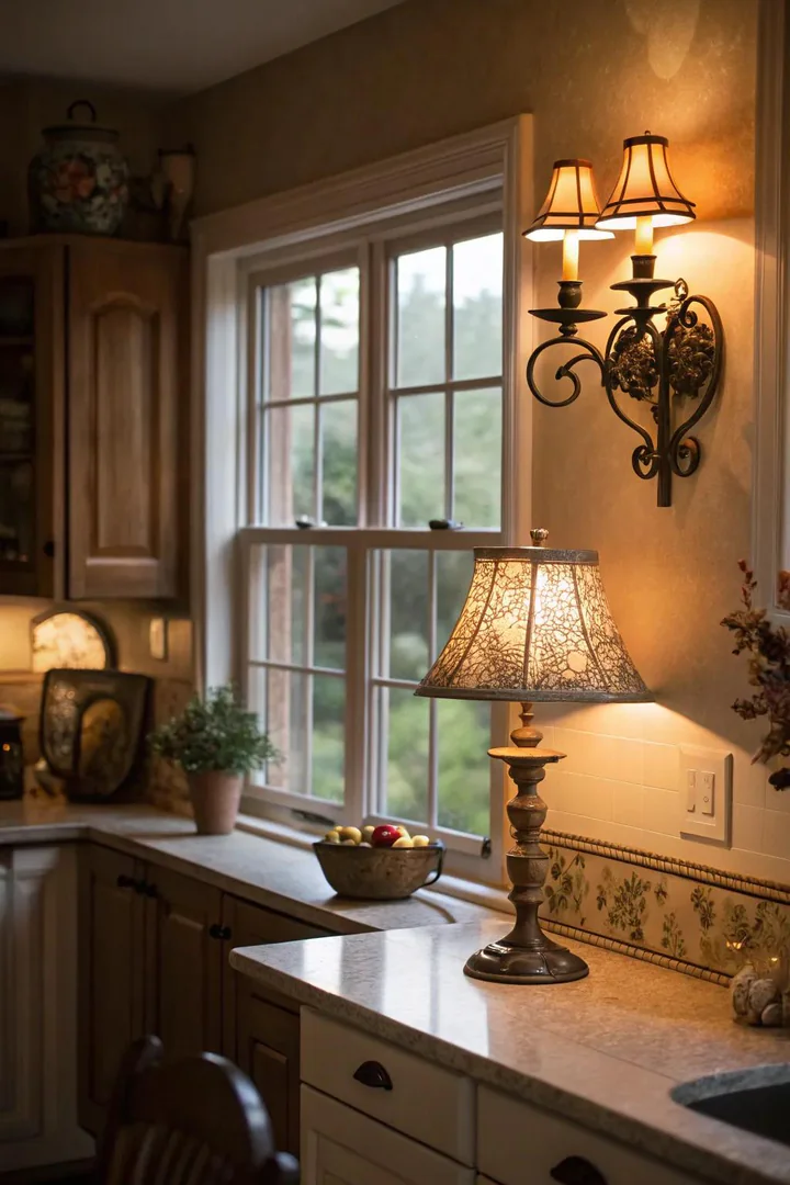 LED accent lighting under a kitchen window over the sink.