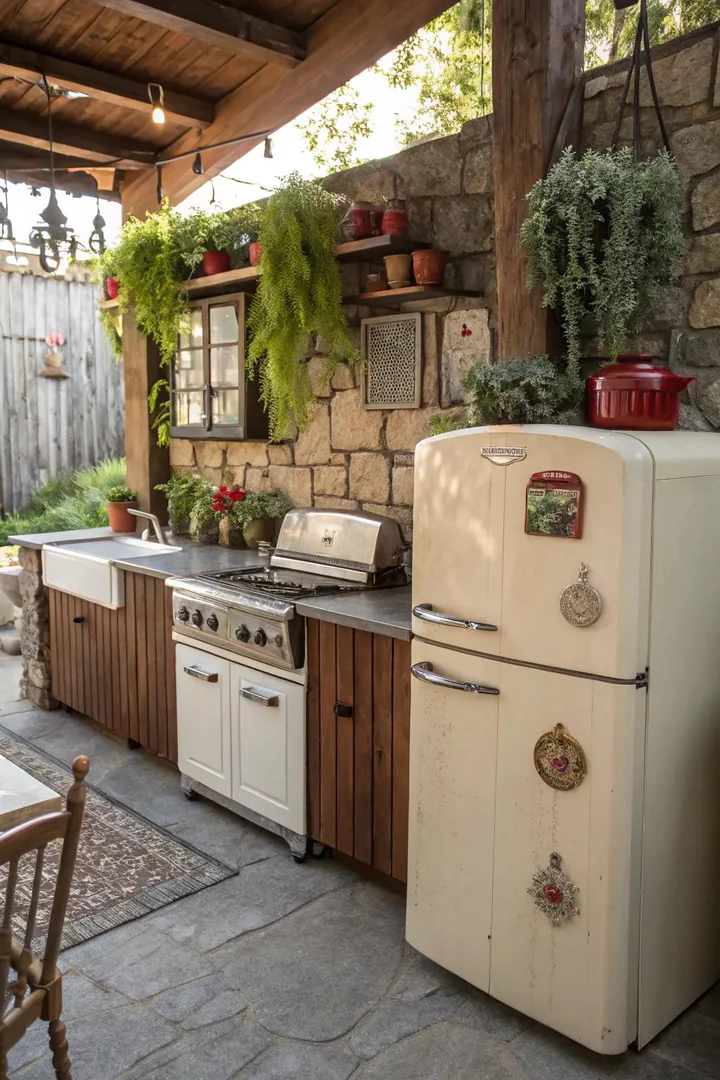 Vintage brick outdoor cooking station.