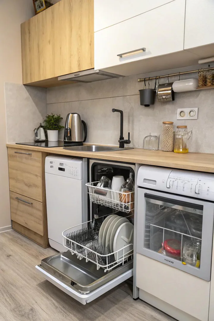 18-inch compact dishwasher in a small kitchen.