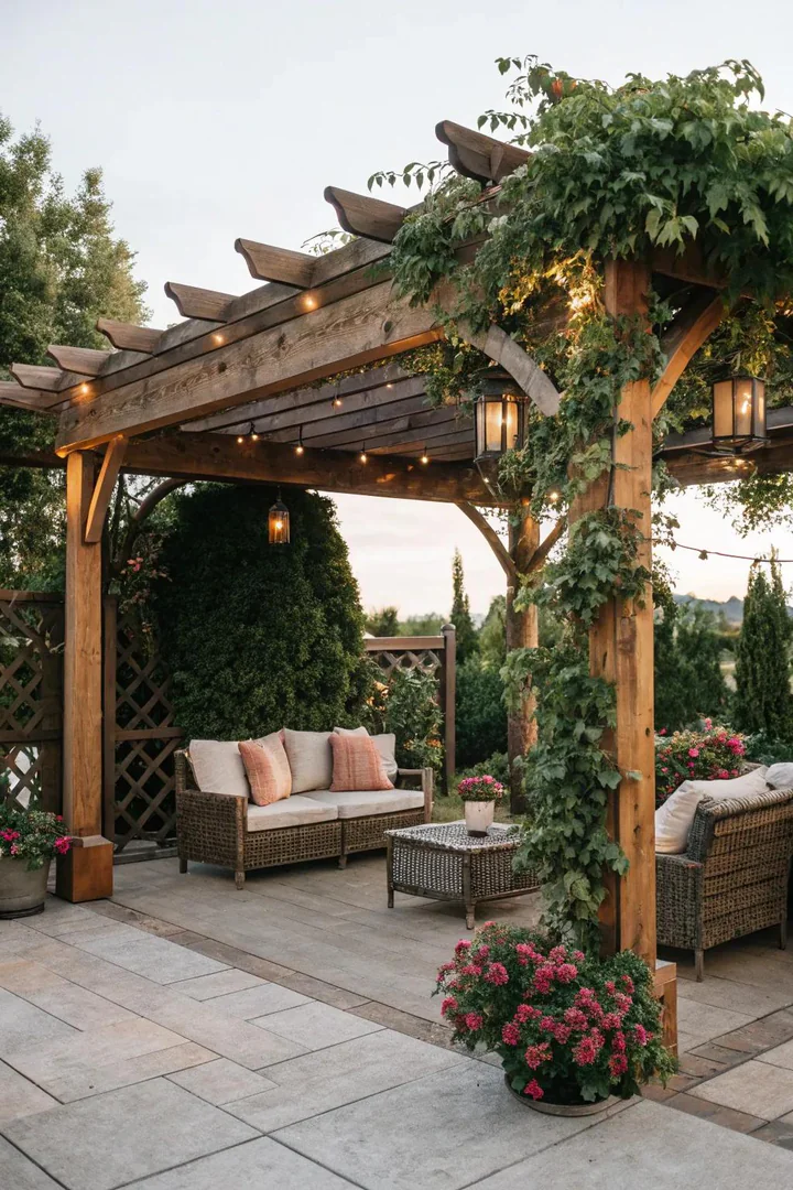 Shade pergola over a budget patio.