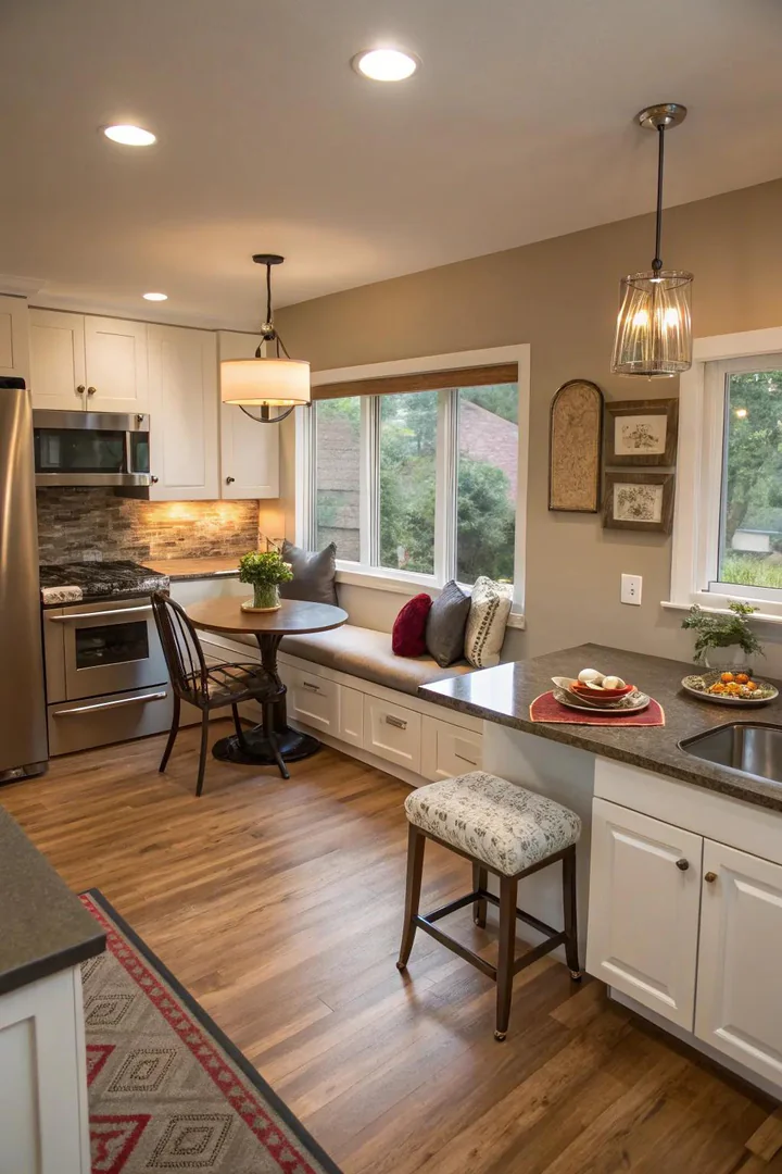 L-shaped kitchen with cabinets along two perpendicular walls