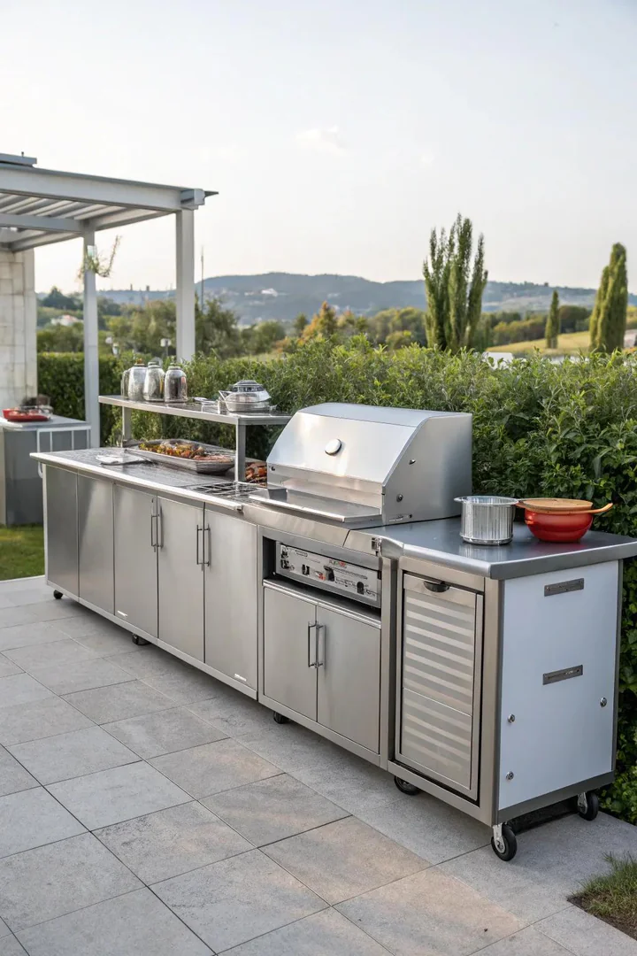 Modular outdoor kitchen cart system.