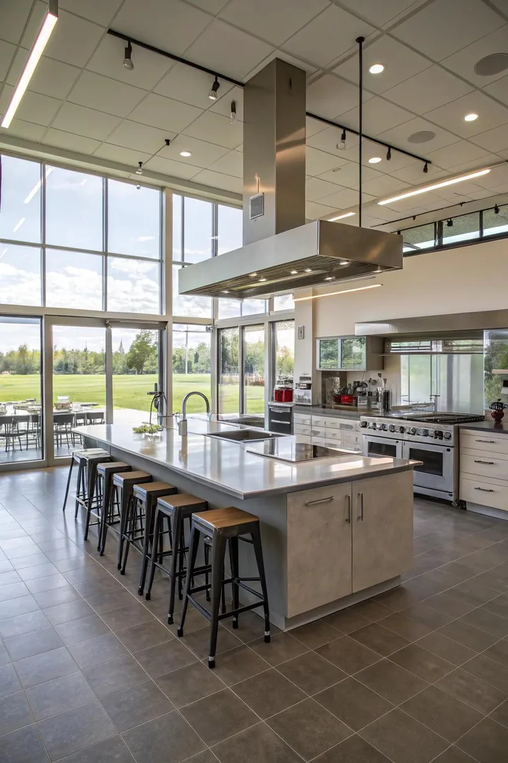 U-shaped kitchen layout surrounding the cook on three sides