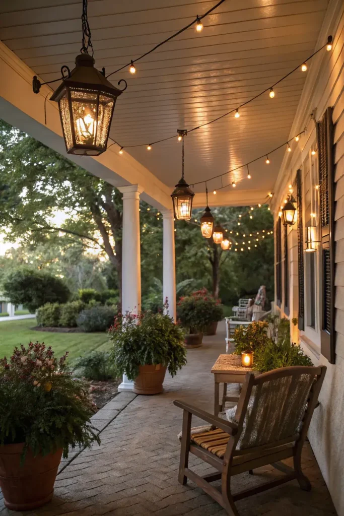 Lantern Lighting on L-Shaped Porch