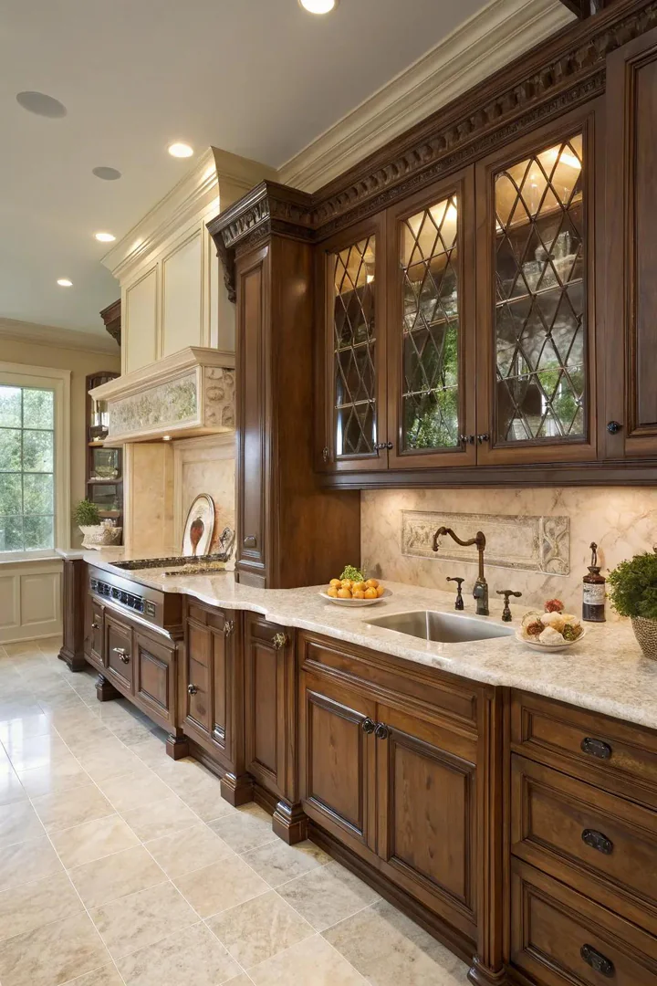 Classic raised-panel wainscoting in a kitchen.