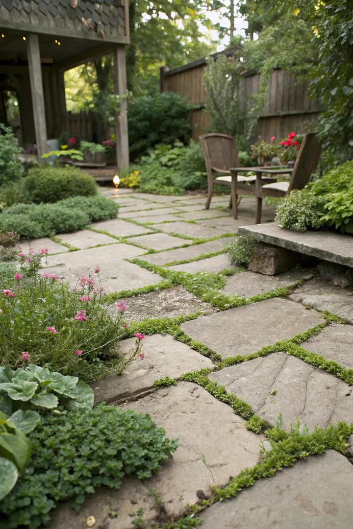 Loose-lay paver patio as a budget outdoor floor.