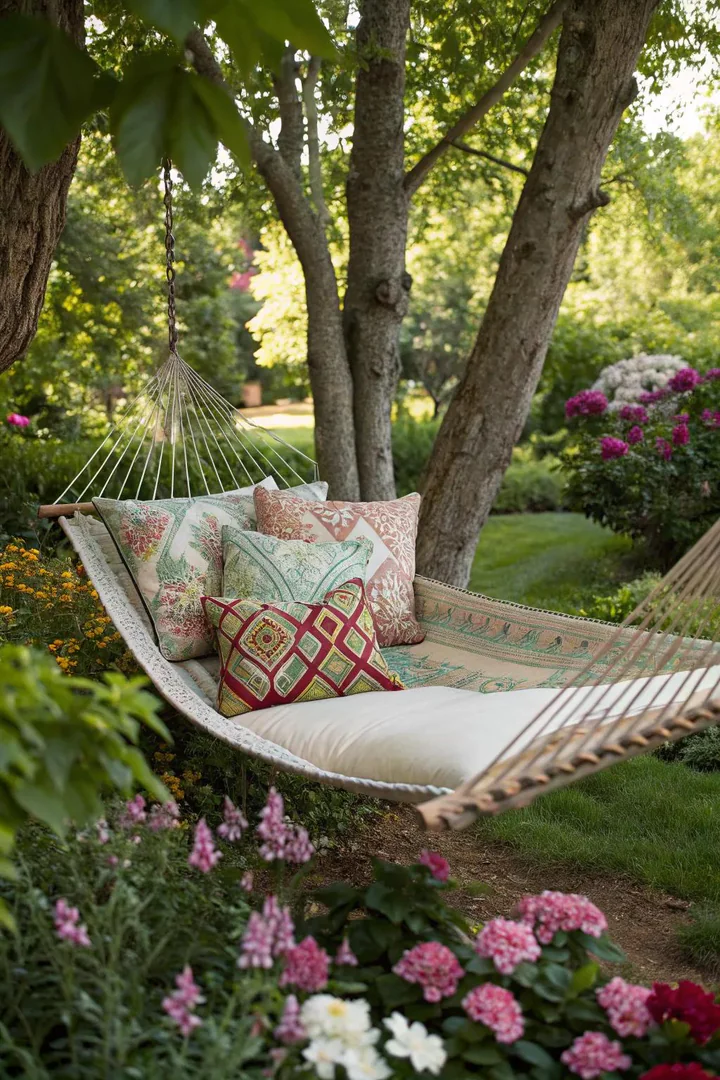 Cushioned DIY hammock with quilted pad.