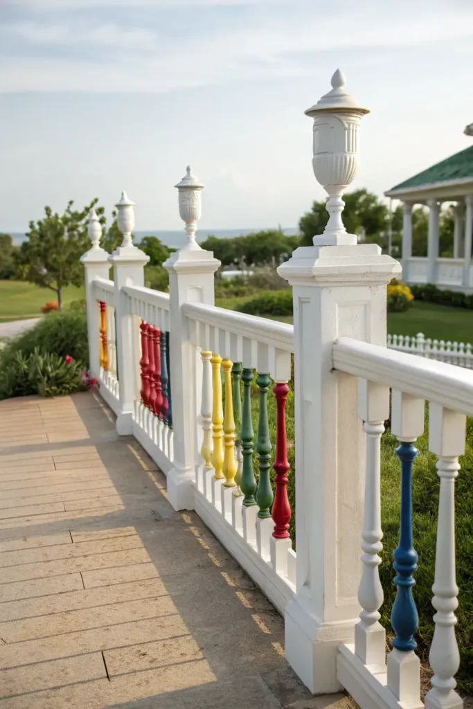 Classic White Deck Railing with a Twist