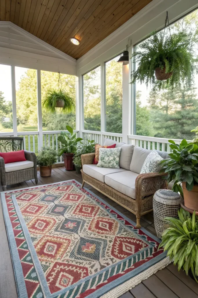Outdoor Rug on Screen Porch