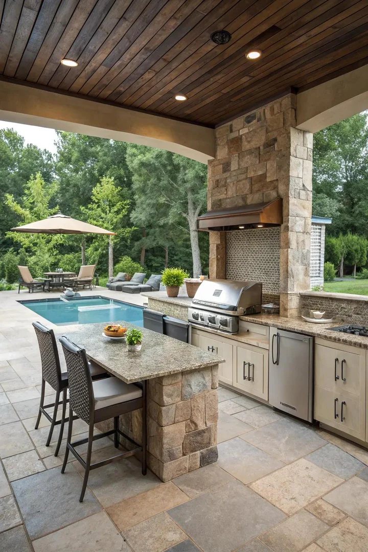 A stylish and durable outdoor kitchen design with quality materials.