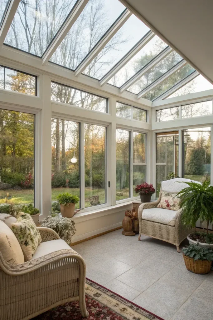 sunroom with triple-pane insulated glass windows and floor heating