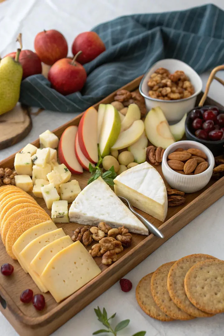 A beautiful cheese board ready for entertaining guests.